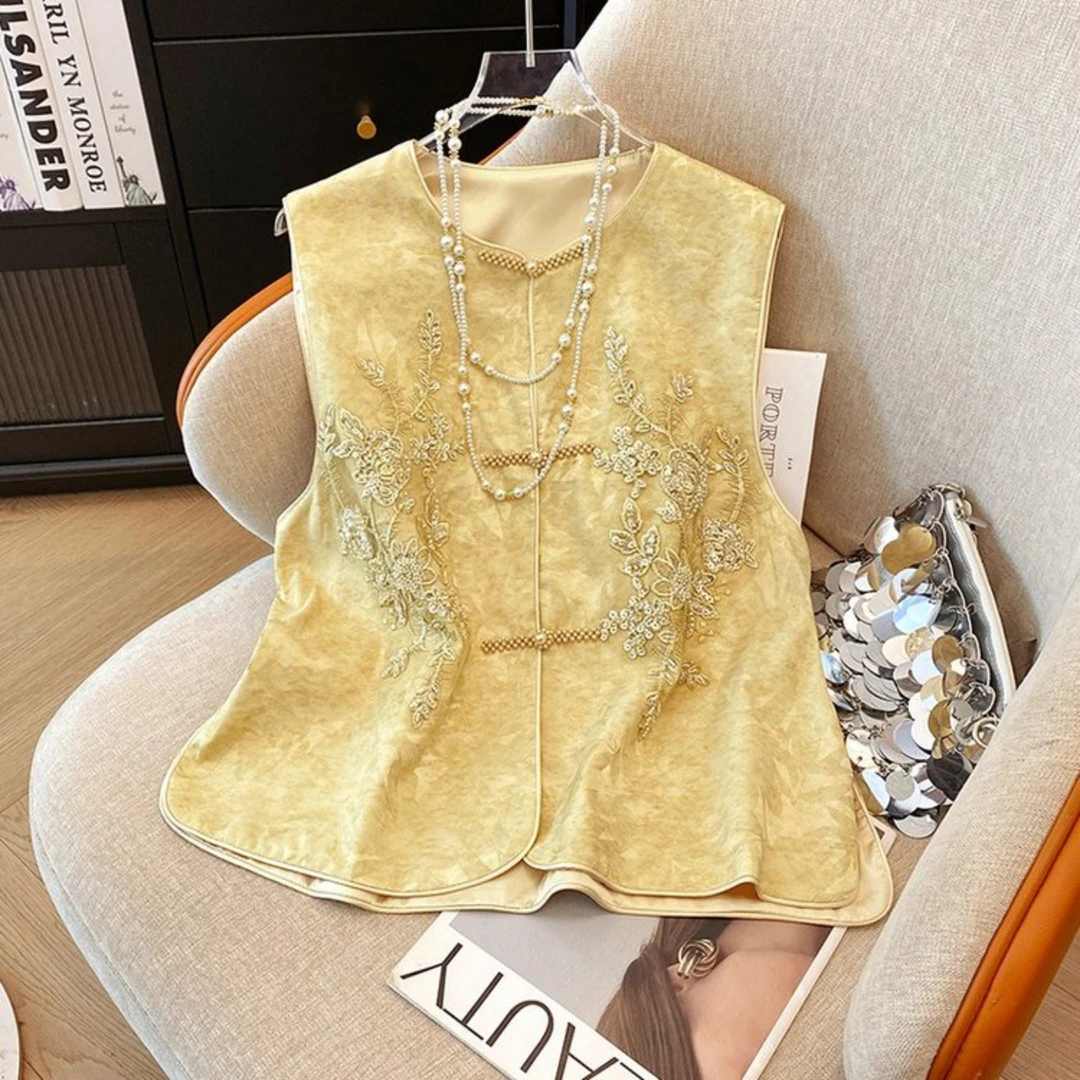 复古重工绣花高级感新中式改良马夹唐装国风百搭女马甲新款外套