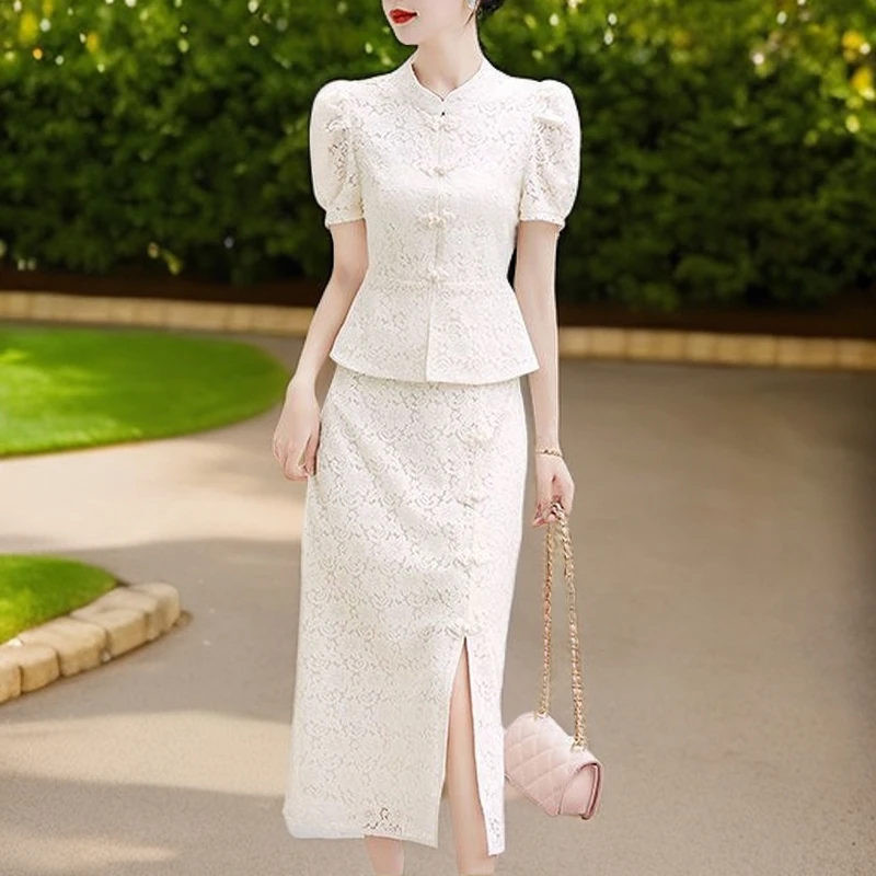 单/套装改良旗袍裙套装女2025夏季新款中式名媛气质包臀裙两件套