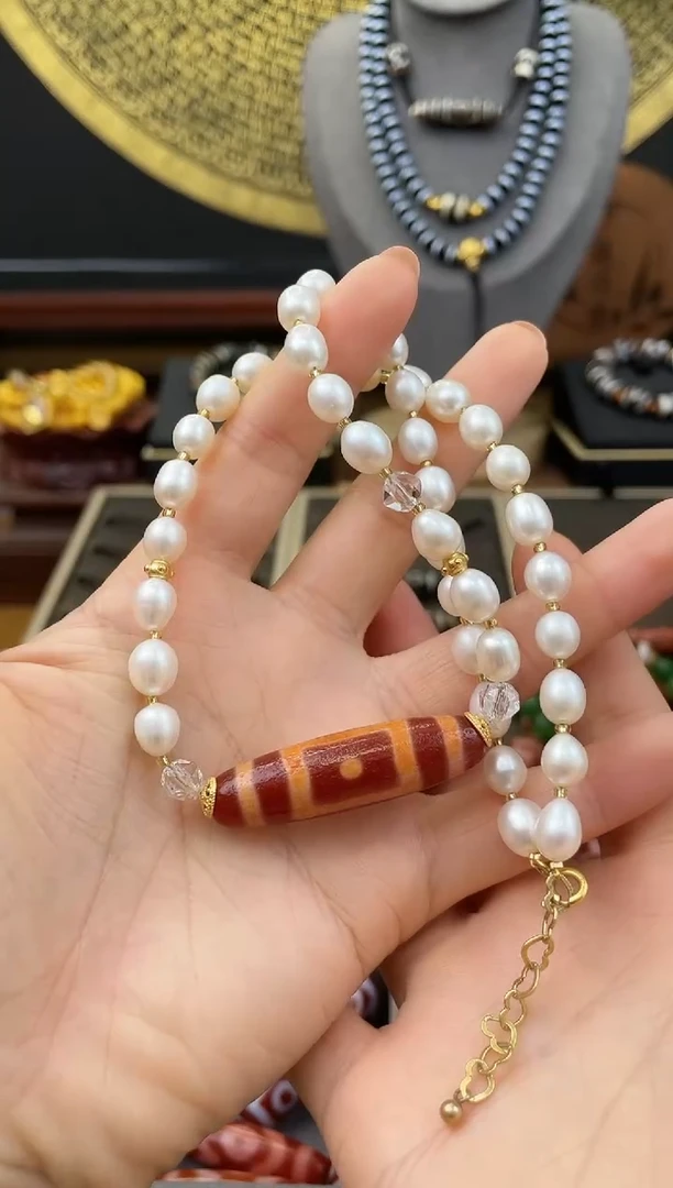 未镶嵌颈饰玛瑙/玉髓美泓精品高油红肉星辰一眼天地珍珠颈饰