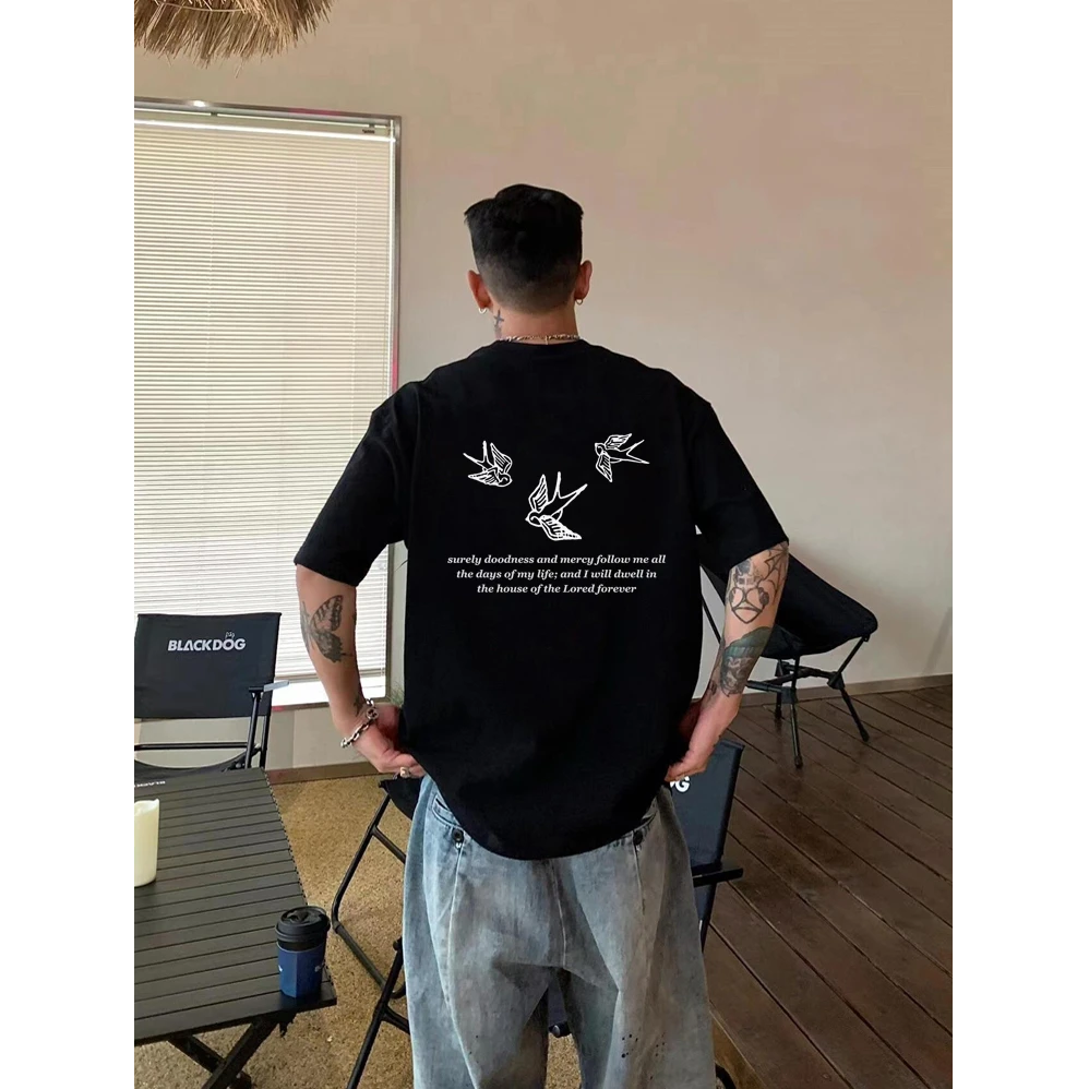 重磅280g美式痞帅t恤男款潮牌宽松纯棉国潮男士短袖帅气个性半袖