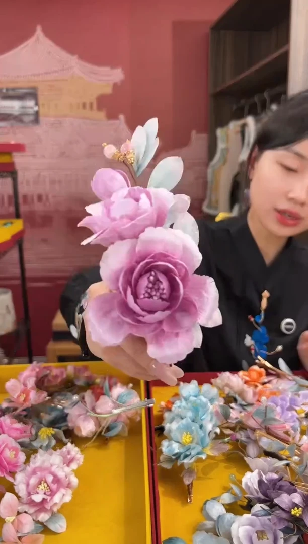 【闪购商品】刺绣非遗绒花（发饰）