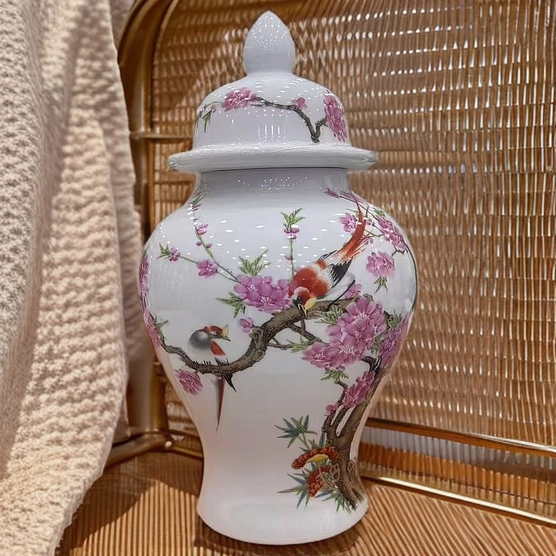 XD-水点桃花将军罐摆件