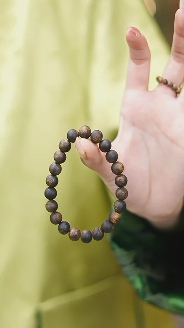 手串沉香9mm绿棋沉水单圈10g+多样性发一