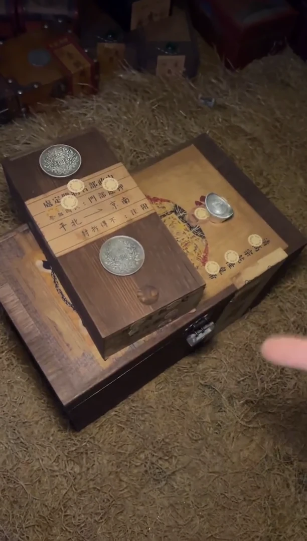 木--AM福利复古风--闷/老头木箱*两个圆木盒*小锭