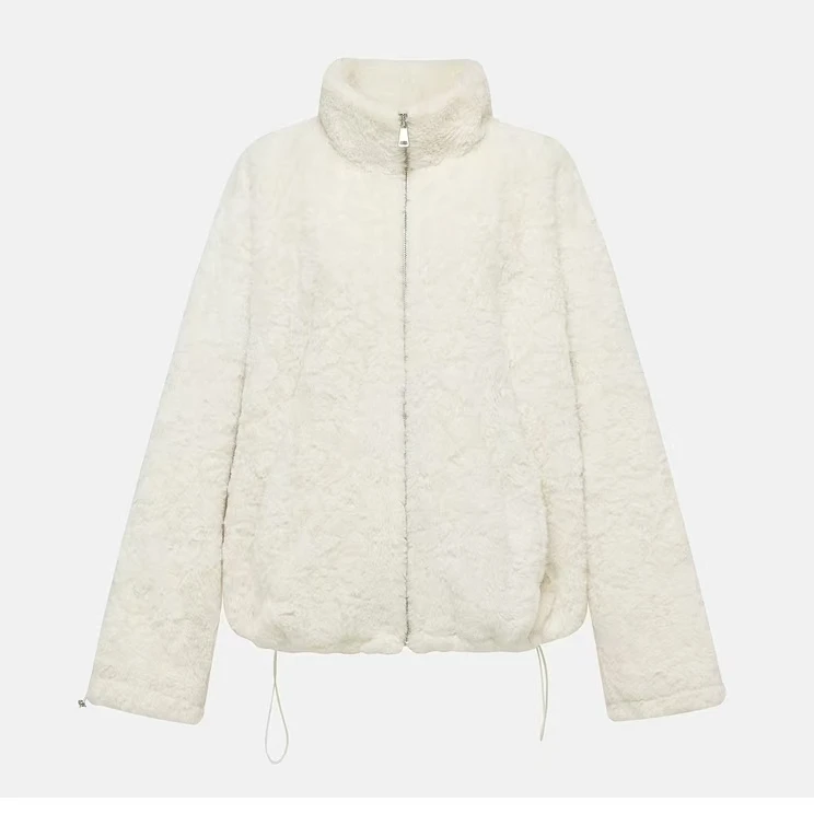 GXO女装 25冬装新款 白色毛毛短款大衣立领毛呢外套 WT0128