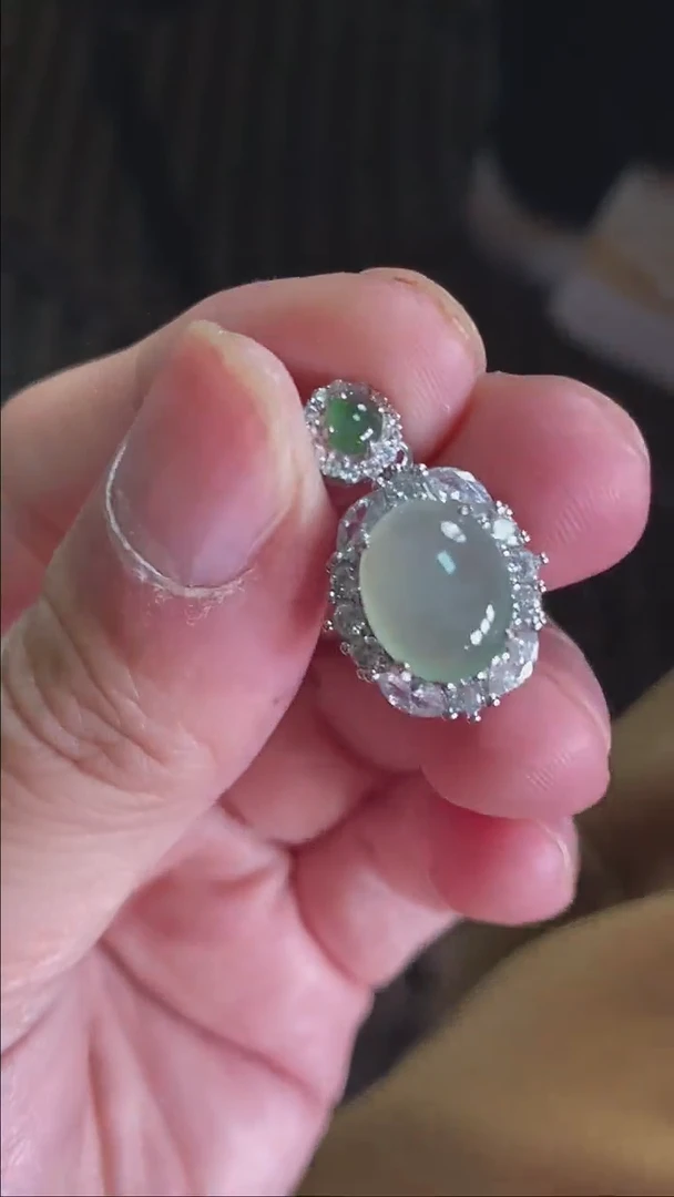 【闪购商品】定制翡翠吊坠银S925镶嵌12824号