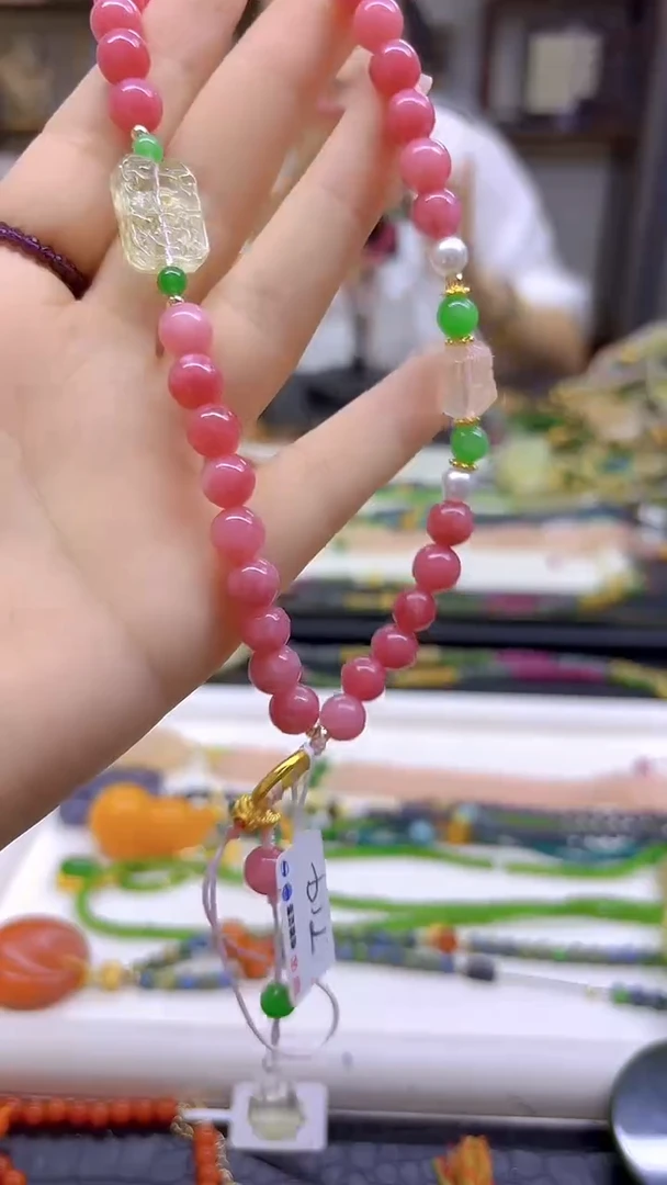 菱锰矿（红纹石）未镶嵌手链DIY款T14