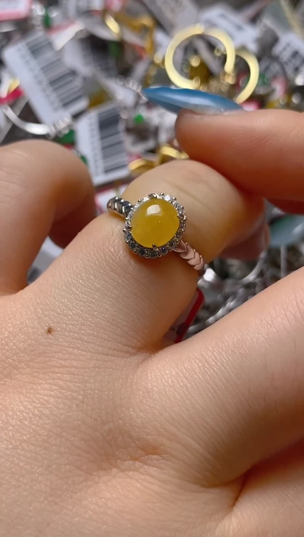 银S925镶嵌戒指翡翠百内无证书