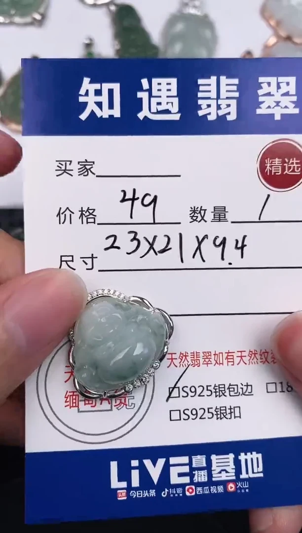 翡翠银S925镶嵌颈饰挂件