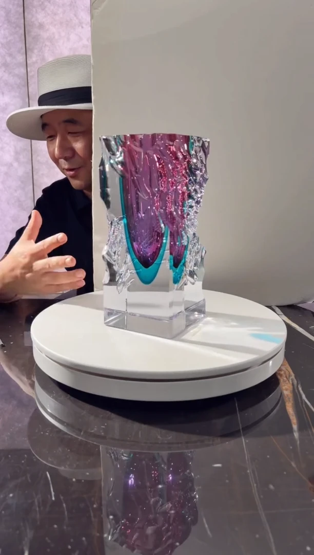 摆件璨石美学金红宝石蓝时间的边缘艺术花瓶