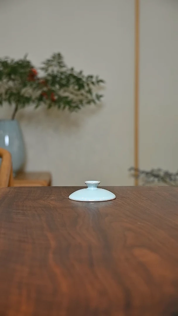 蜗*牛盖碗盖子 天青 微瑕 7.5CM