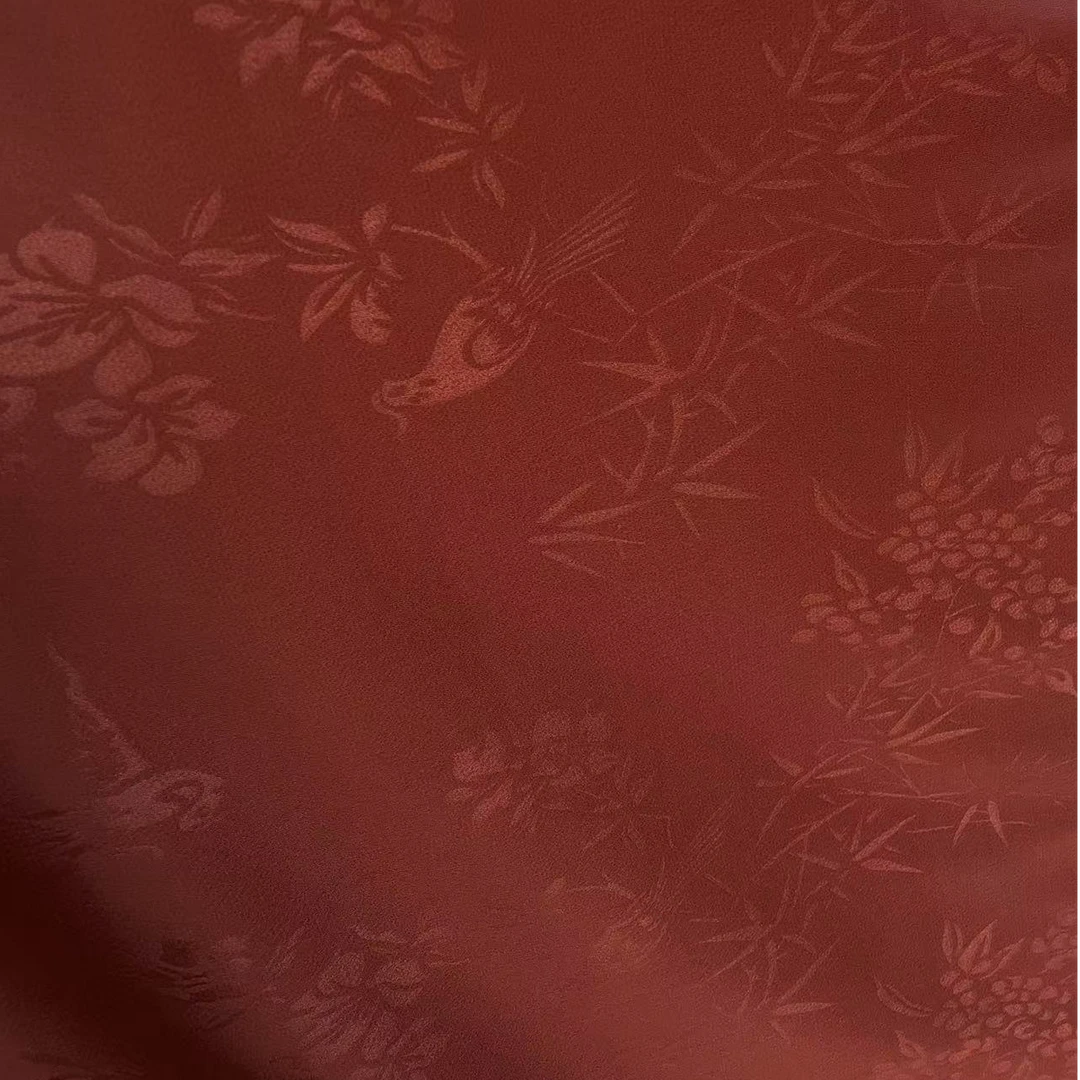 铁锈红报喜鸟新中式压花时装时尚面料（不支持7天无理由）