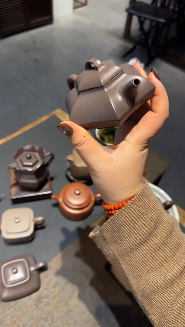 【闪购商品】紫砂茶壶六方合欢 天青