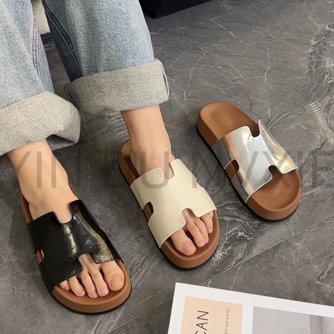 勃肯拖鞋女夏外穿2025新款法式软平底沙滩凉鞋时尚一字凉拖20-551