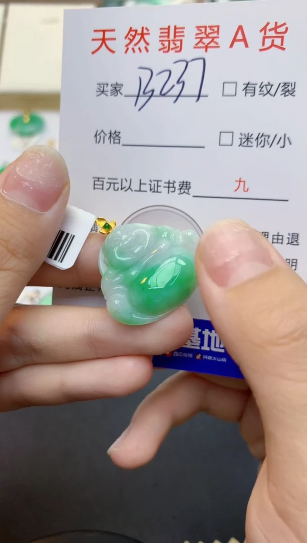 翡翠18K金镶嵌颈饰天然缅甸A货翡翠