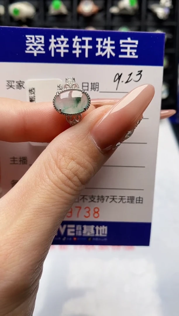 银S925镶嵌戒指翡翠9738