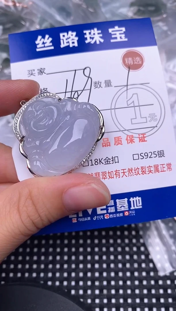 颈饰银S925镶嵌翡翠挂件