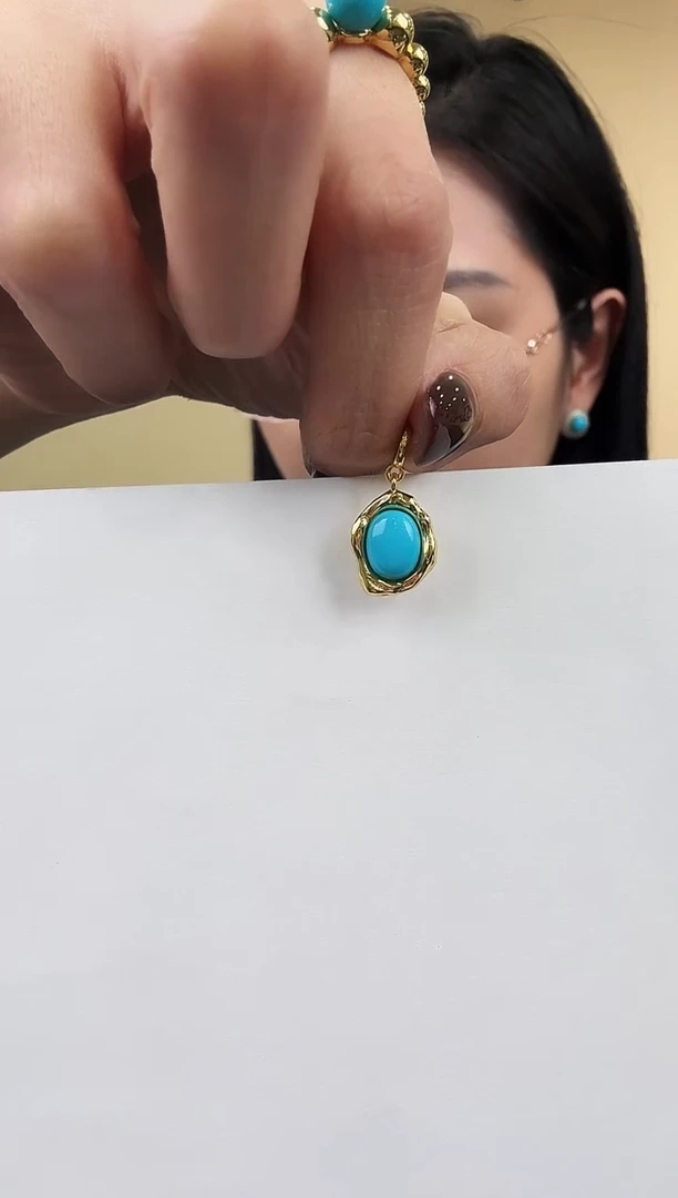 银S925镶嵌绿松石吊坠（不含链）7*9mm