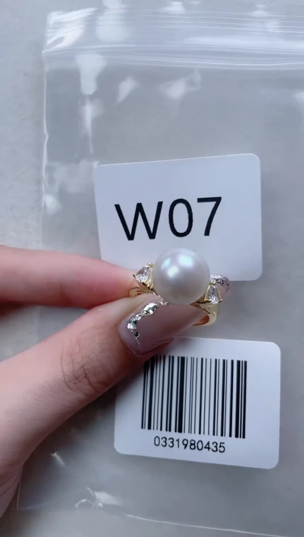 银S925镶嵌海水珍珠戒指W07