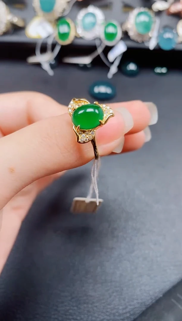 银S925镶嵌戒指翡翠翡翠