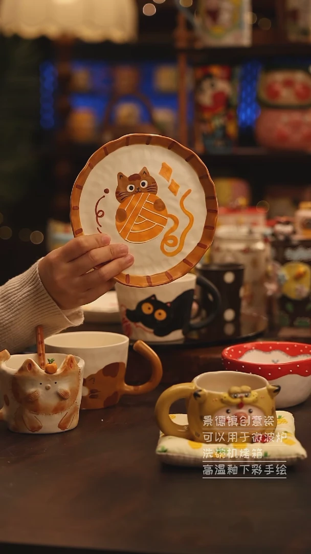 陶瓷景德镇可爱陶瓷釉下彩绘设计师款