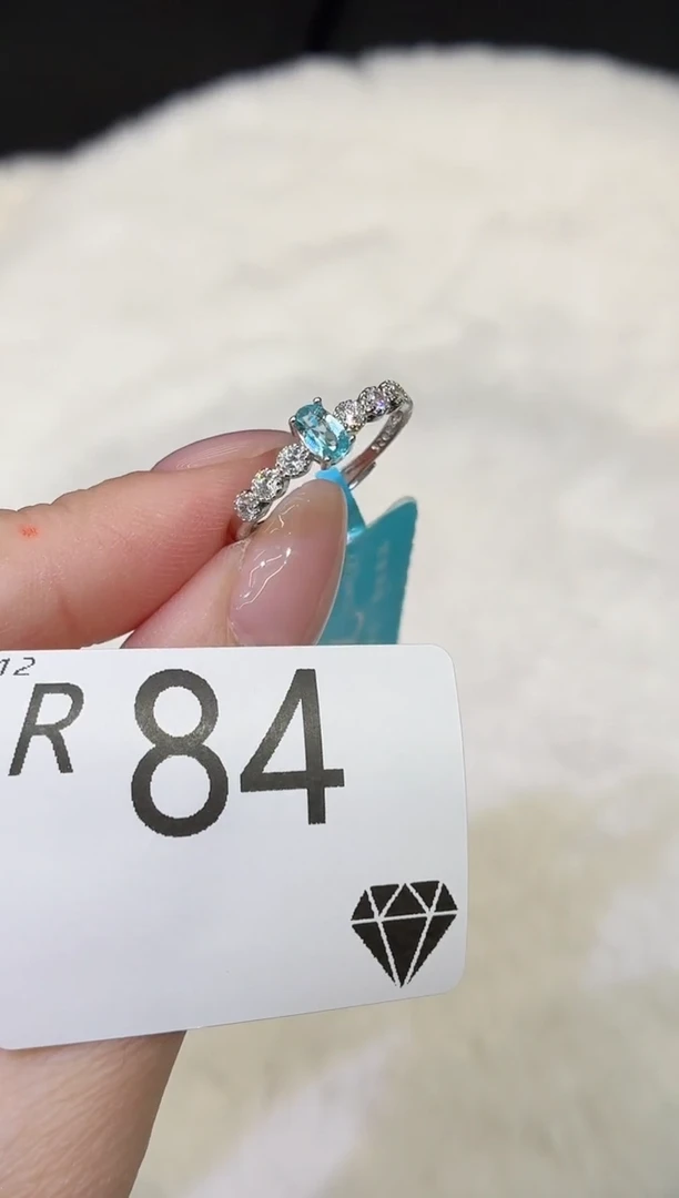 银S925镶嵌磷灰石戒指多样性发一R84