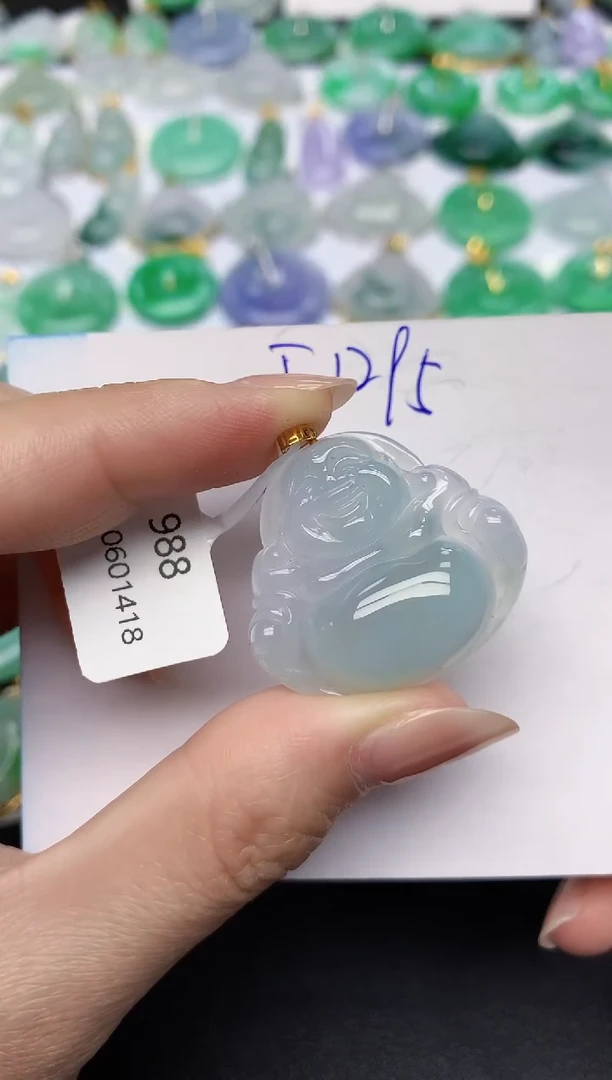 颈饰18K金镶嵌翡翠天然缅甸A货翡翠百元以上9元证书费自理