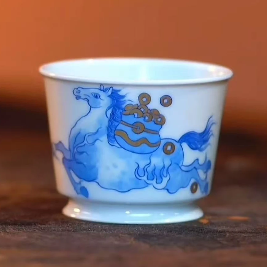 【熙呈堂】青花描金生肖-马 容天杯