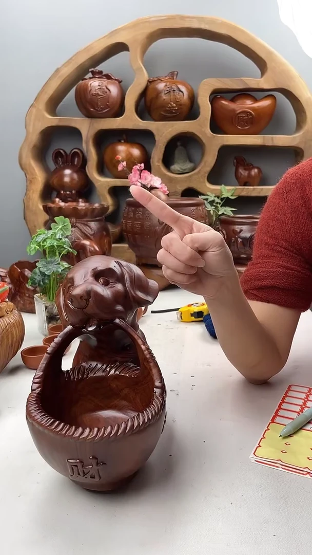 香樟木A32旺财果盆/尺寸