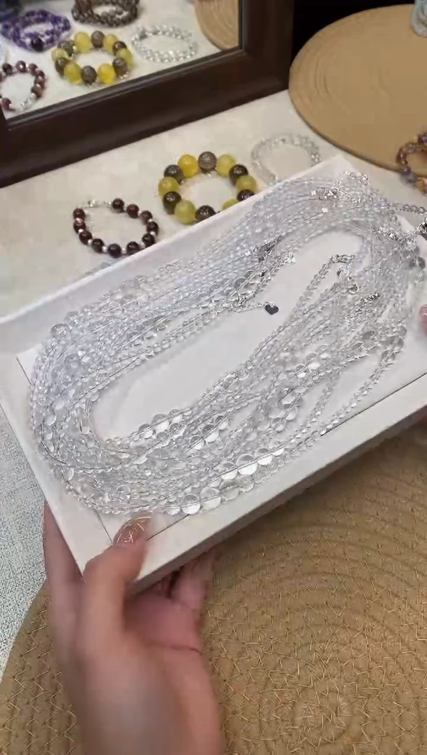 未镶嵌手串水晶《泡泡》白水晶渐变珠设计款锁骨链4.5-5mm多样发一