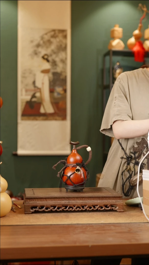 167号精品天然大漆工艺防渗内胆酒葫芦~