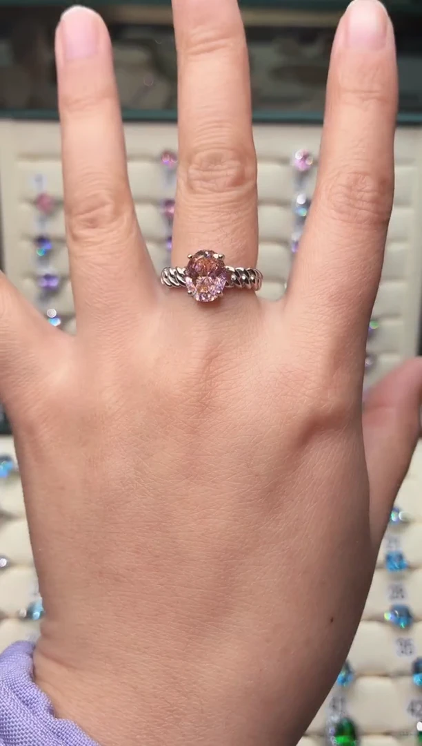 戒指彩色蓝宝石银S925镶嵌11