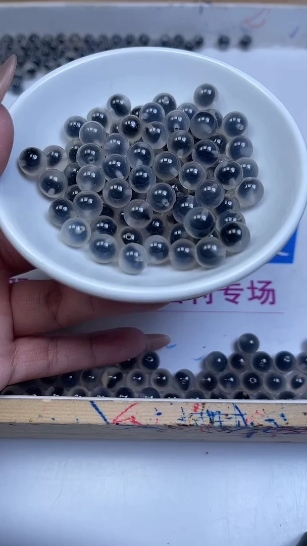 未镶嵌散珠玛瑙/玉髓D462 冰烟灰糖心8mm10颗9.9元