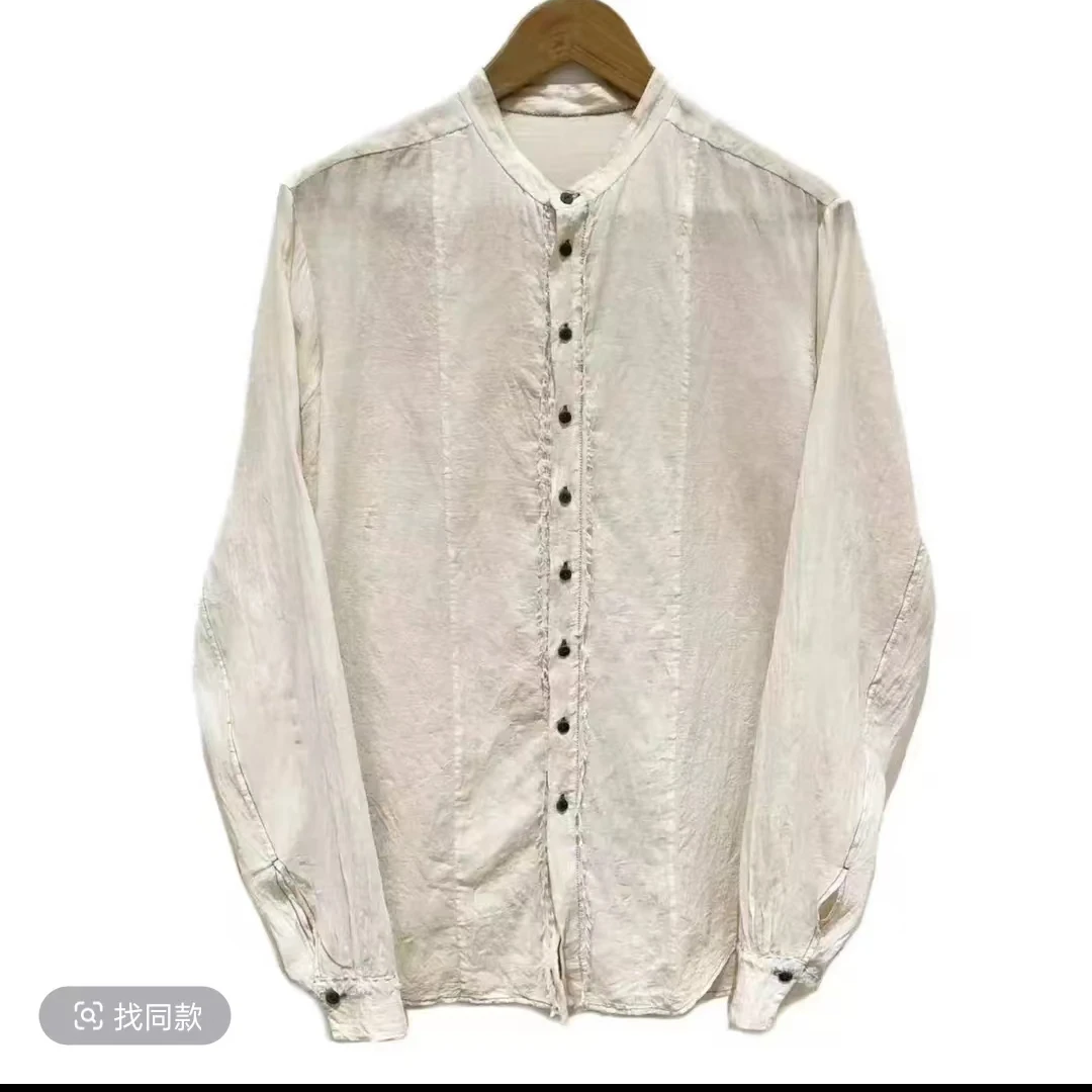 左岸迷香春夏季植物染柿白色休闲薄款短衬衫Z24SS1008