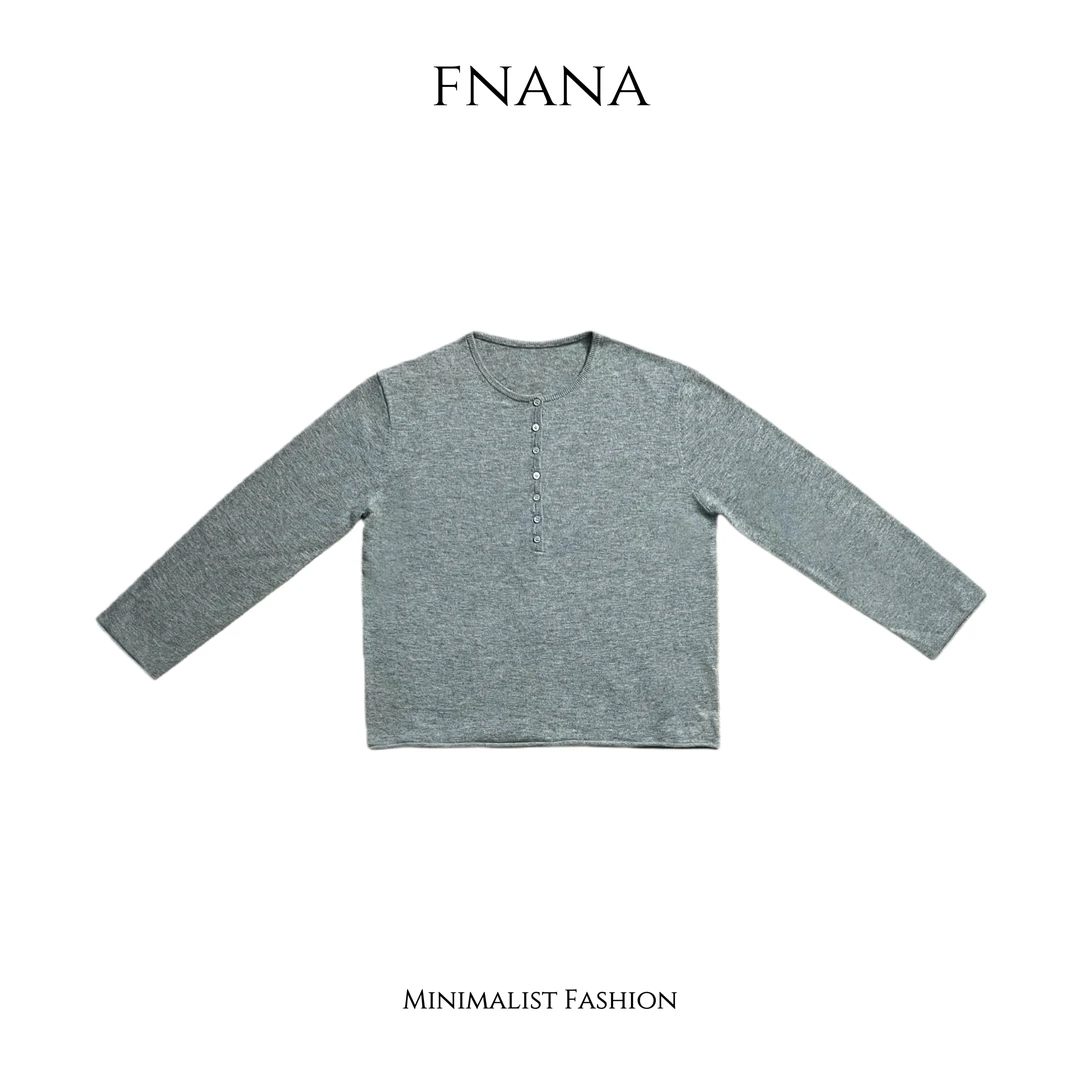 【FNANA】新品女装极简百搭老钱风亨利款羊毛打底衫针织衫