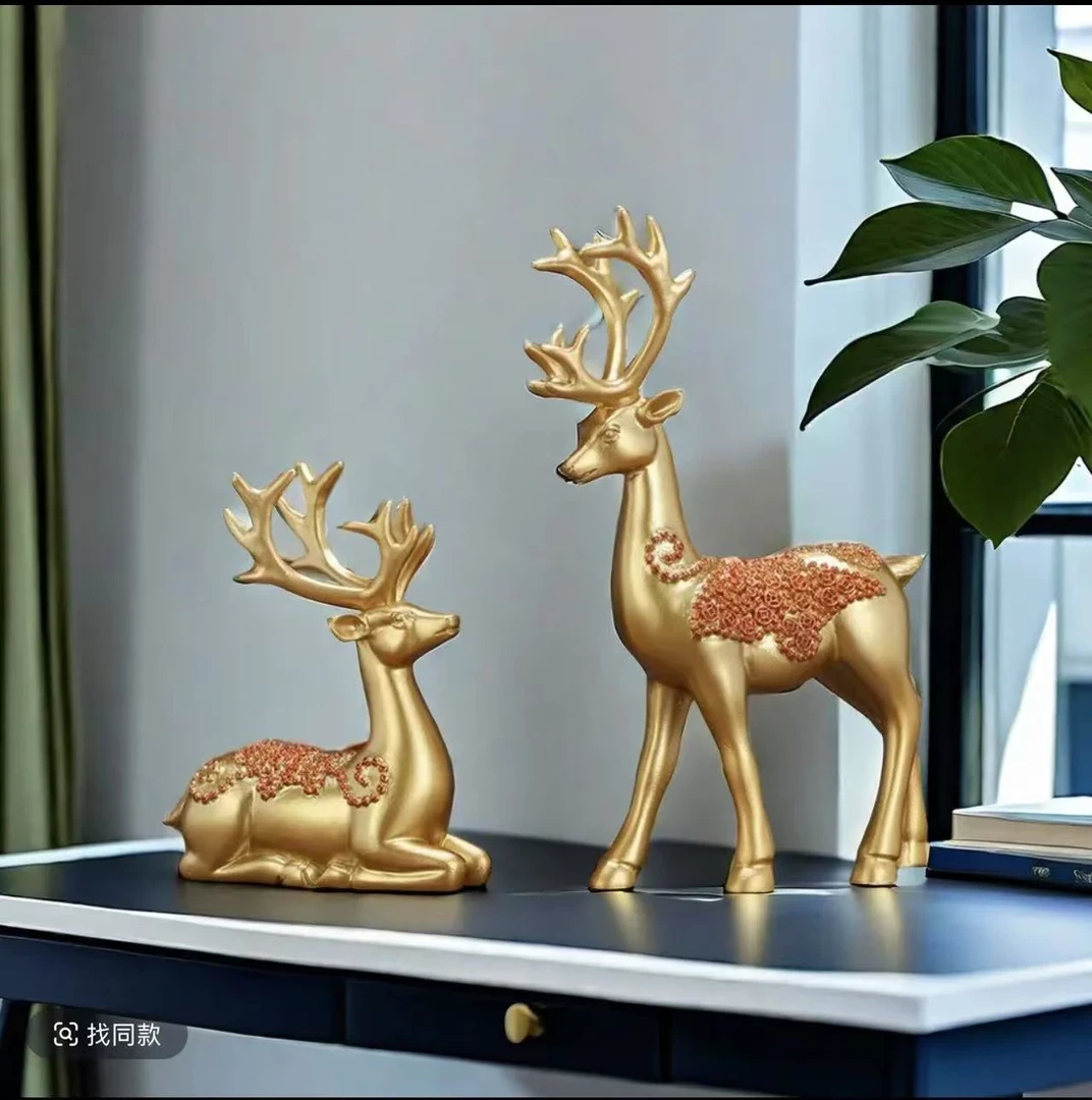 S创新中式麋鹿摆件家居客厅装饰品吸引客人的民宿摆件装饰用品