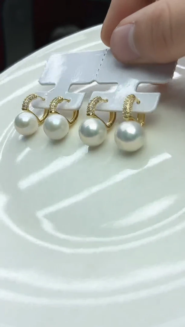 未镶嵌耳饰淡水珍珠13mm白珠耳饰（多样性发一）