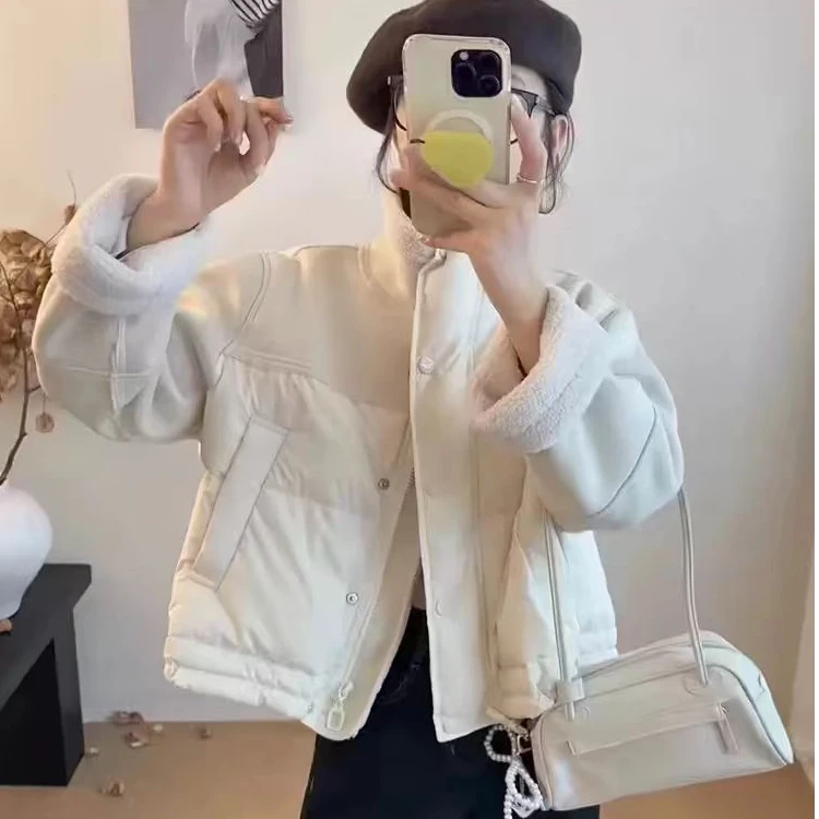 众和梦9430短款棉服外套女冬拼接皮毛一体小个子上衣