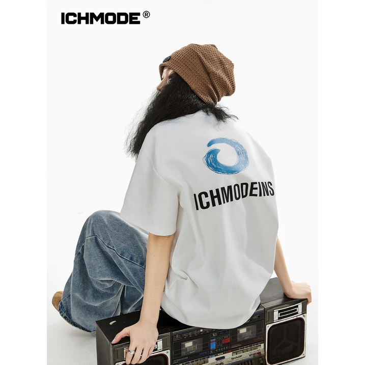 ICHMODE夏季280g重磅短袖T恤美式上衣运动时尚休闲情侣黑色宽松