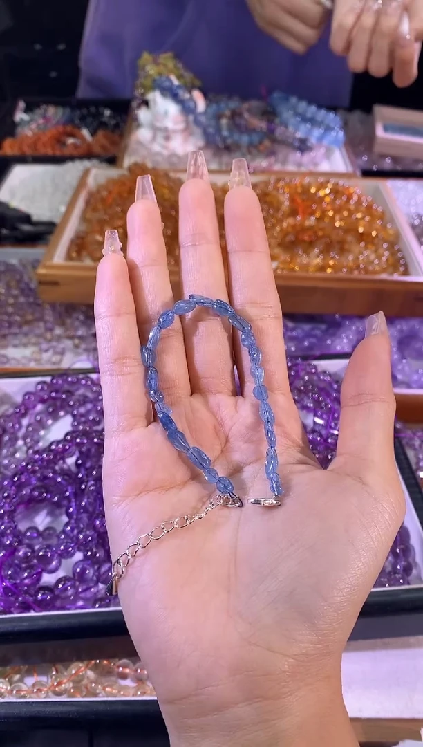 【闪购商品】合成（培育） 海蓝宝石合金鬼蓝海蓝宝手链海洋之心