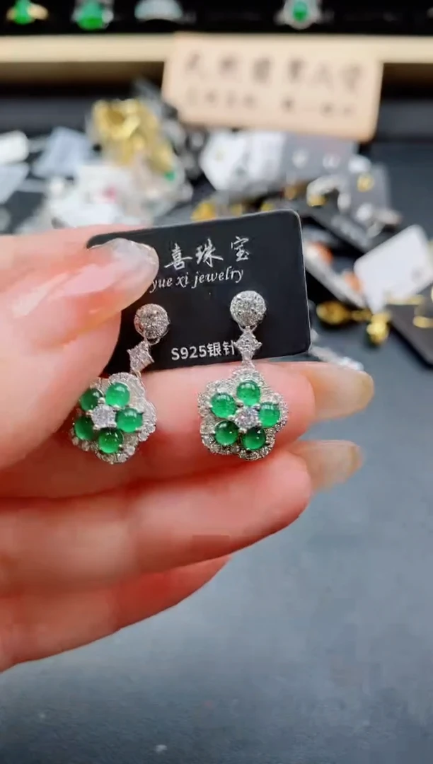 银S925镶嵌戒指翡翠1