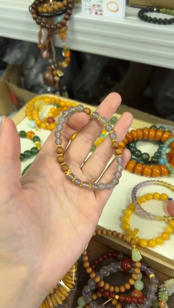 未镶嵌檀香木手串冰烟紫玛瑙老檀香木手串[1065]