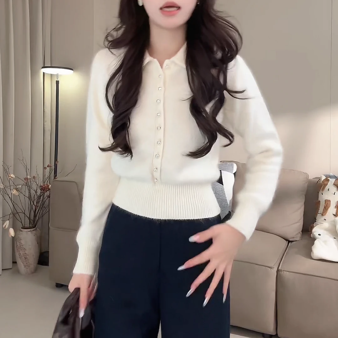 秋冬新款翻领套头毛衣气质长袖百搭针织上衣 LK2507515