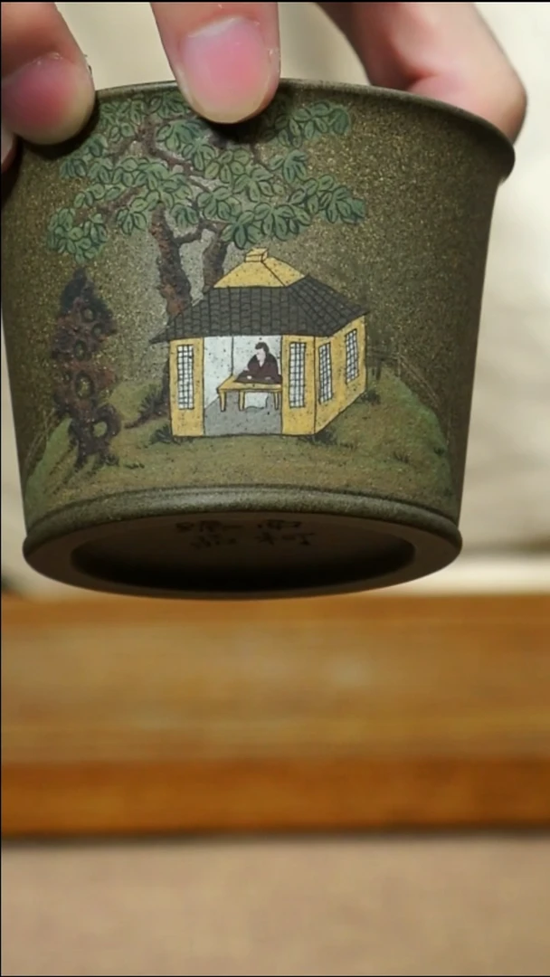 茶杯紫砂南柯记全手绘山间小居杯