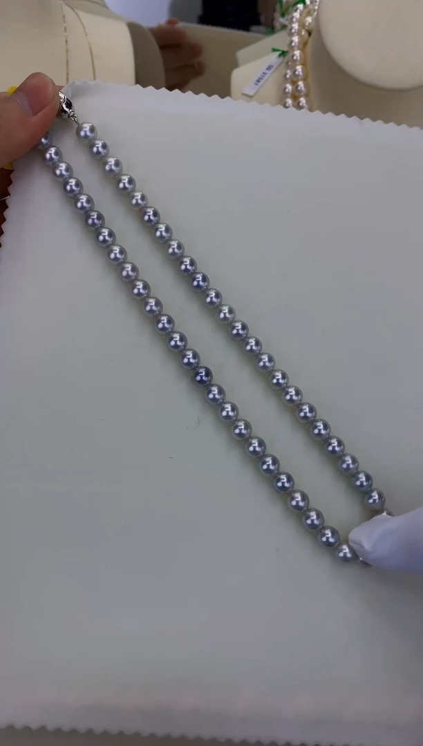 银S925镶嵌DA海水珍珠 GD109 7-8 真多麻串链