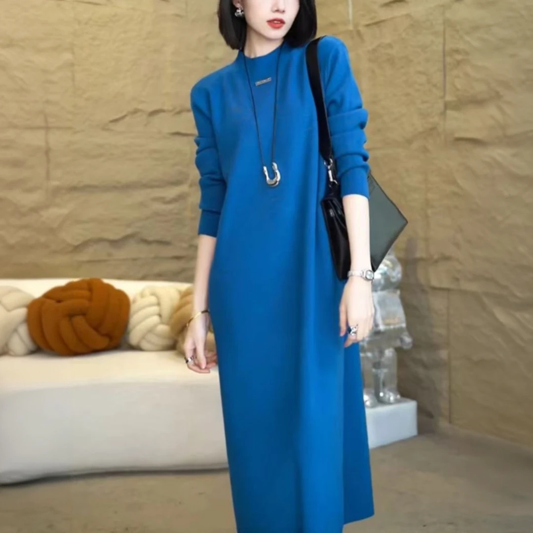 【运费险】秋冬新款气质针织中长款过膝连衣裙女高级感宽松毛衣裙子