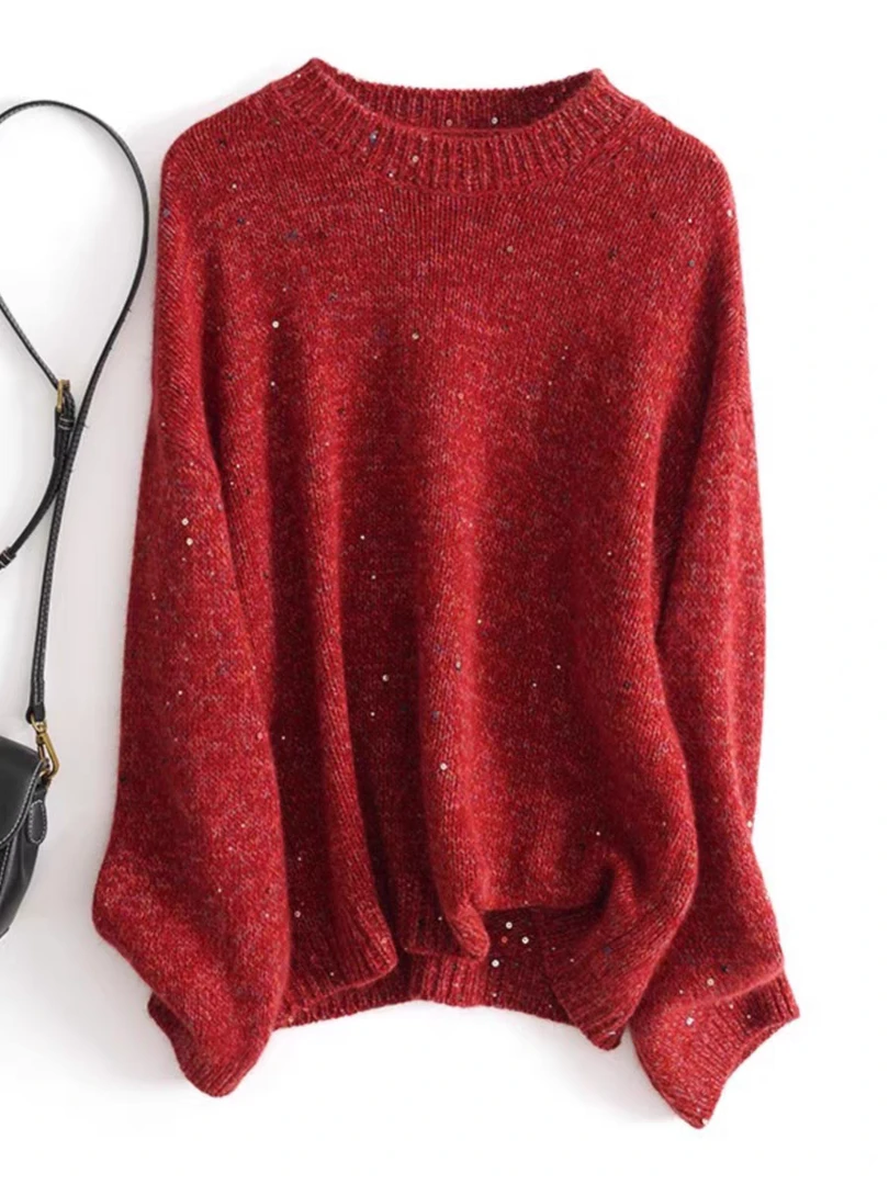 时尚慵懒风女装设计感百搭长袖毛衣羊毛羊绒孤品针织衫