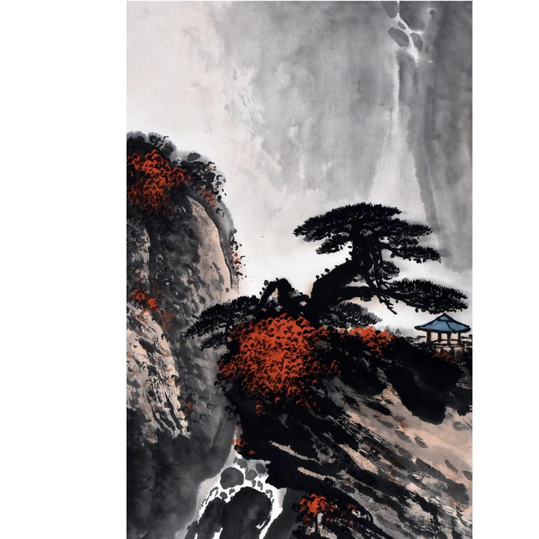 HM7060 松瀑飞泉 68X45cm 纸本立轴 2.7平尺