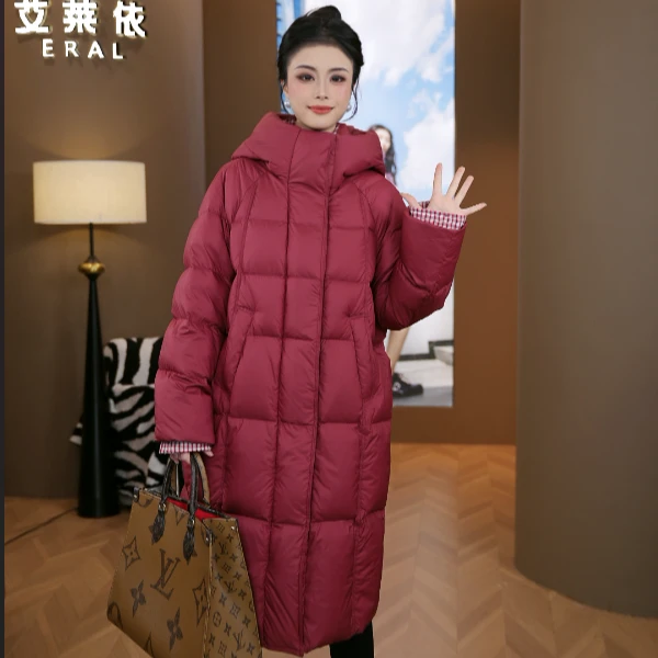 艾莱依女款长款轻职风纯色中长款厚款时尚冬无束缚保暖1124