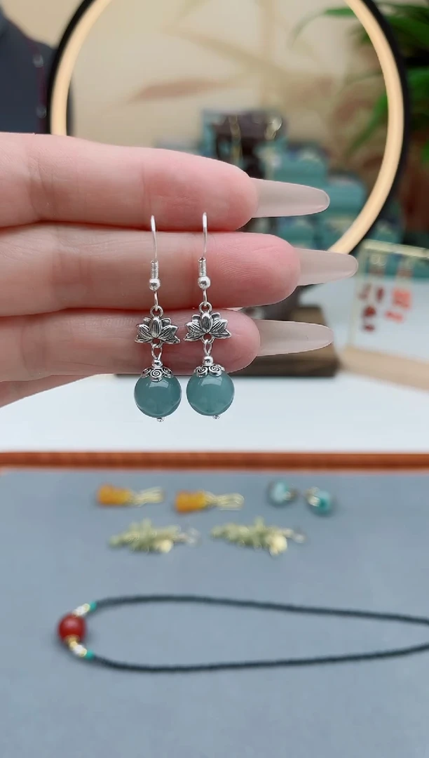 玛瑙/玉髓耳饰银S925镶嵌01